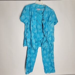 Vintage Vibrant Blue Floral Loungewear Set By Evelyn Pearson
